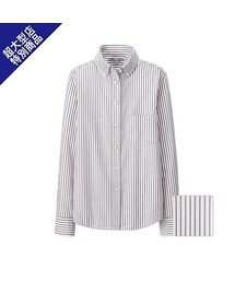 UNIQLO | WOMEN オックスフォードストライプシャツ（長袖）＋E(シャツ/ブラウス)