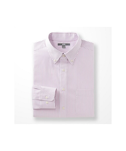 UNIQLO（ユニクロ）の「MEN ファインクロスストライプシャツ（長袖）（シャツ/ブラウス・メンズ・BLUE/PINK・S/M）」の2枚目の写真