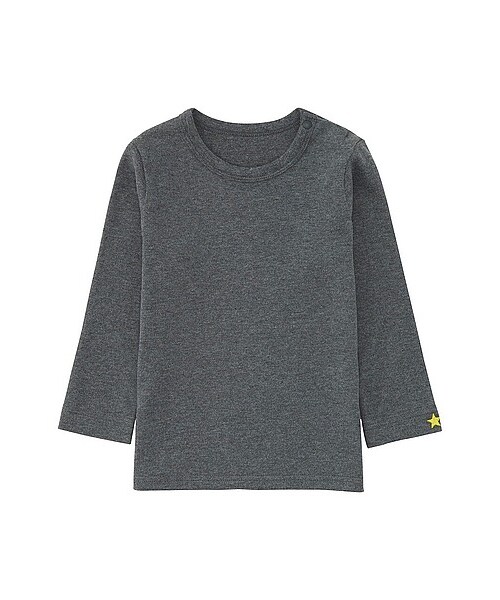 UNIQLO(ユニクロ)の「BABY クルーネックT(刺繍・長袖)(ロンパース・キッズ・DARK GRAY/PURPLE/GREEN/PINK/OFF WHITE/RED/BLACK/BLUE・100/80/90)」の1枚目の写真