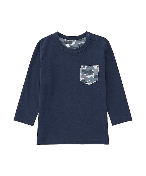 UNIQLO（ユニクロ）の「クルーネックT（カモフラージュ・長袖）（その他トップス・キッズ・GRAY 04/NAVY 69・90/100/80）」の2枚目の写真