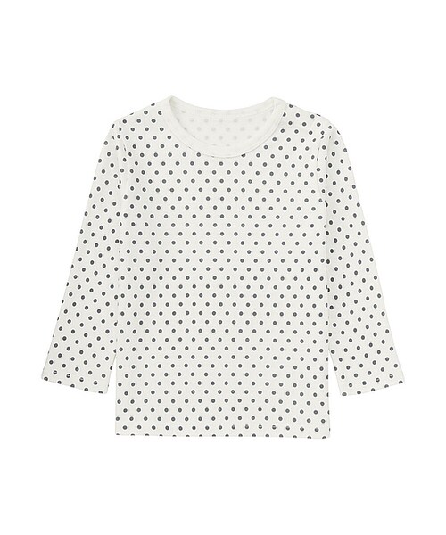 UNIQLO（ユニクロ）の「クルーネックT（ドット・長袖）（その他トップス・キッズ・NAVY 69/OFF WHITE 01・90/80/100）」の2枚目の写真
