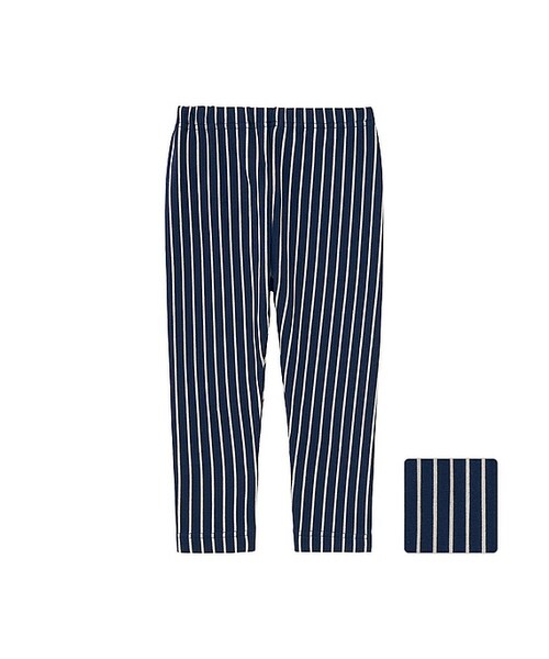 UNIQLO（ユニクロ）の「レギンス（ストライプ・10分丈）（その他ベビー用品・キッズ・OFF WHITE 01/NAVY 69・80/90/100）」の2枚目の写真