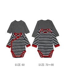 UNIQLO | BABY クルーネックボディ（ボーダー・2枚組・長袖）(ロンパース)