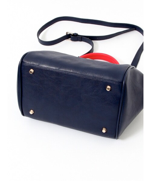 interstaple（インターステイプル）の「パイソンコンビ口金ボストン【予約】（ボストンバッグ・レディース・NAVY/BLK/BG・F）」の4枚目の写真