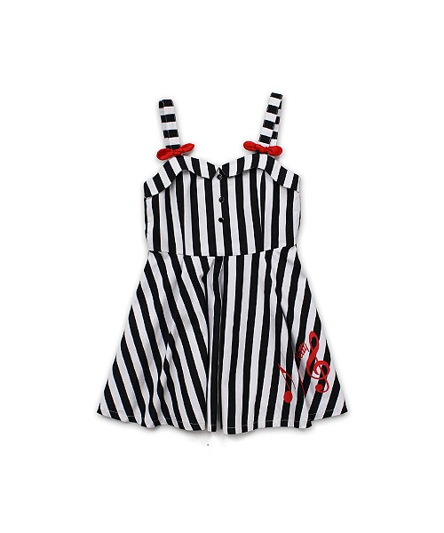 Betty ベティ の Betty ストライプオンプワンピース ブラック ワンピース Wear