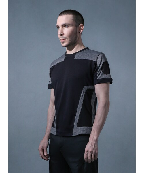 Acrosphere（アクロスファー）の「Hyperspace mesh paneled t-shirt（Tシャツ/カットソー・メンズ・Black/Grey・F）」の7枚目の写真