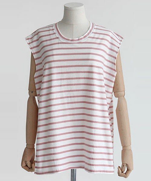 DHOLIC（ディーホリック）の「ソフトカラーボーダーTシャツ（Tシャツ/カットソー・レディース・ディープスカイブルー/ネイビー/ピンク・FREE）」の3枚目の写真