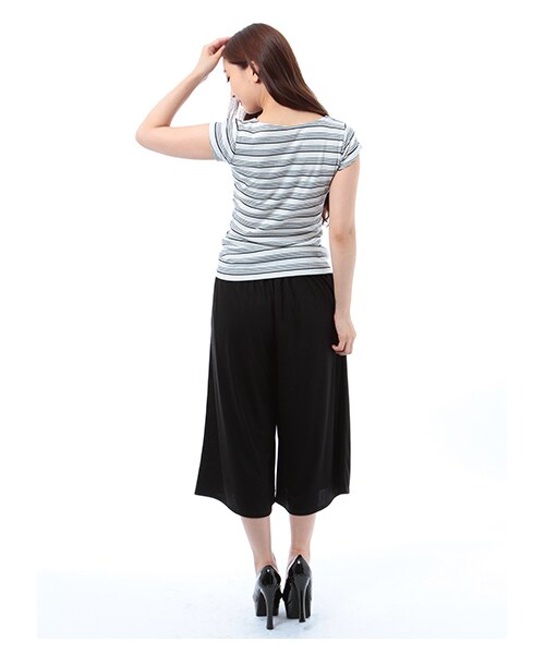 ROYAL PARTY（ロイヤルパーティー）の「リラックスガウチョパンツ（パンツ・レディース・ブラック/カーキ/ネイビー/オフホワイト系・F）」の15枚目の写真