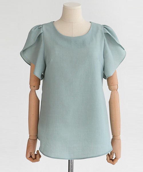 DHOLIC(ディーホリック)の「4colorsユニークフリルスリーブブラウス(シャツ/ブラウス・レディース・ディープスカイブルー/ピンク/ミント/アイボリー・FREE)」の3枚目の写真