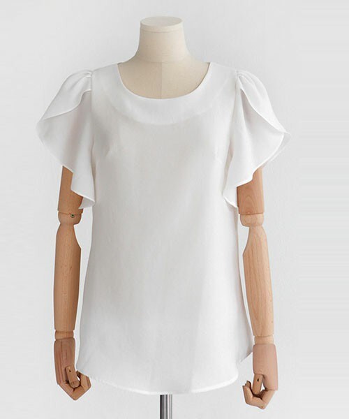 DHOLIC(ディーホリック)の「4colorsユニークフリルスリーブブラウス(シャツ/ブラウス・レディース・ディープスカイブルー/ピンク/ミント/アイボリー・FREE)」の2枚目の写真