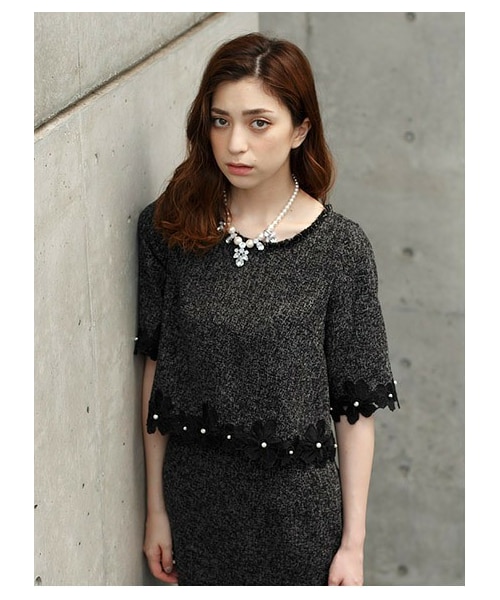 MEER. フラワーレーストップス ブラック （A399 FLOWER LACE