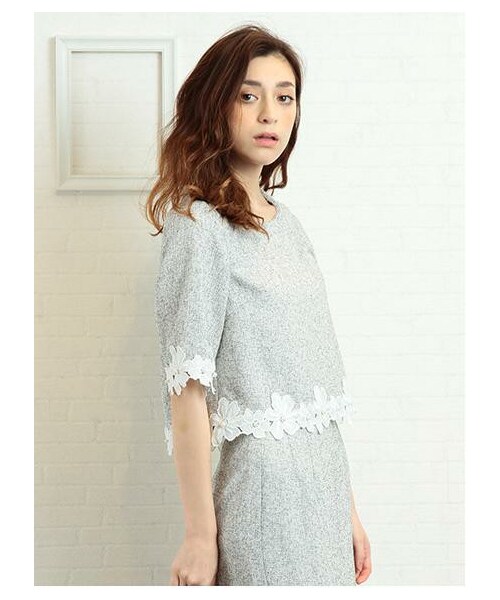 MIIA（ミーア）の「ツイードカッティングレースブラウス（）」 - WEAR