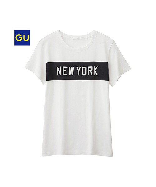 GU（ジーユー）の「（GU）グラフィックＴ（シティロゴ・半袖）Ｂ（WOMEN ⁄ グラフィックＴシャツ・レディース・BLACK/OFF WHITE/BLUE・M/S/L/XL）」の2枚目の写真