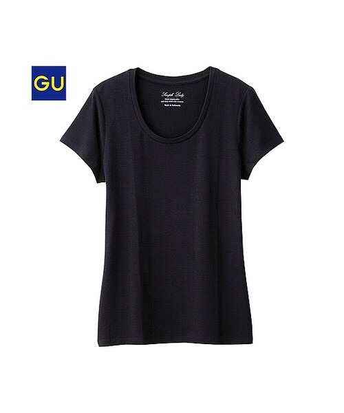 GU（ジーユー）の「（GU）クルーネックＴ（半袖）Ｂ（WOMEN ⁄ カットソー・レディース・DARK GRAY/BLUE/BLACK/YELLOW/OFF WHITE・S/L/XL/M）」の3枚目の写真