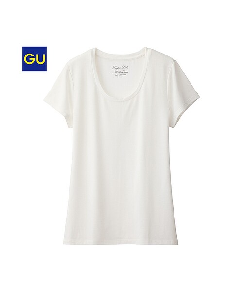 GU（ジーユー）の「（GU）クルーネックＴ（半袖）Ｂ（WOMEN ⁄ カットソー・レディース・DARK GRAY/BLUE/BLACK/YELLOW/OFF WHITE・S/L/XL/M）」の2枚目の写真