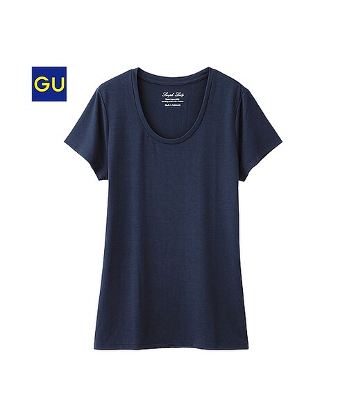 GU（ジーユー）の「（GU）クルーネックＴ（半袖）Ｂ（WOMEN ⁄ カットソー・レディース・DARK GRAY/BLUE/BLACK/YELLOW/OFF WHITE・S/L/XL/M）」の4枚目の写真