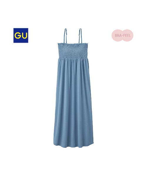 GU（ジーユー）の「（GU）ブラフィールシャーリングマキシワンピース（WOMEN ⁄ ブラフィール（カップ付）・レディース・DARK GRAY/BLUE・S/M/XL/L）」の2枚目の写真