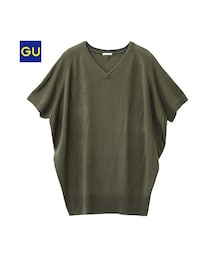 GU | （GU）ボリュームニットチュニック（５分袖）(トップス)
