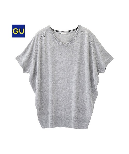 GU（ジーユー）の「（GU）ボリュームニットチュニック（５分袖）（WOMEN ⁄ ニット・レディース・OLIVE/GRAY/OFF WHITE/PINK/BLACK・M/L/S/XL）」の4枚目の写真