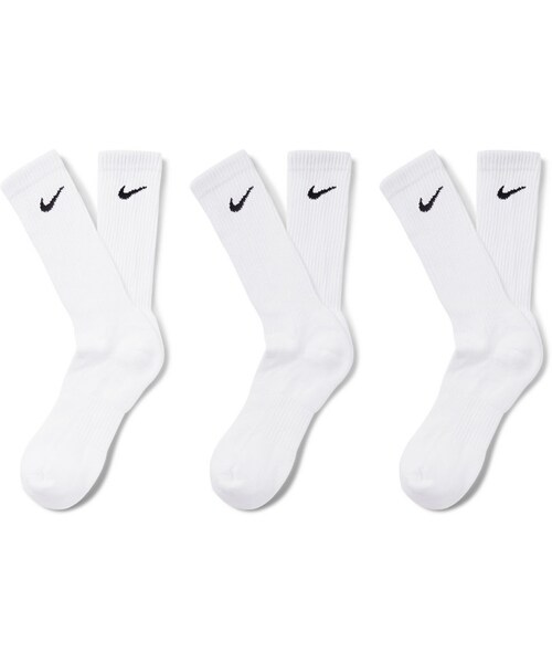 NIKE(ナイキ)の「Nike Three-Pack Cotton-Blend Socks(ソックス/靴下・メンズ・White・M/L/XL)」の1枚目の写真
