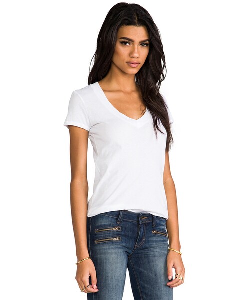JAMES PERSE（ジェームスパース）の「James Perse Classic Relaxed Casual V Tee（Tシャツ/カットソー・レディース・White・0 (XXS/XS)）」の4枚目の写真