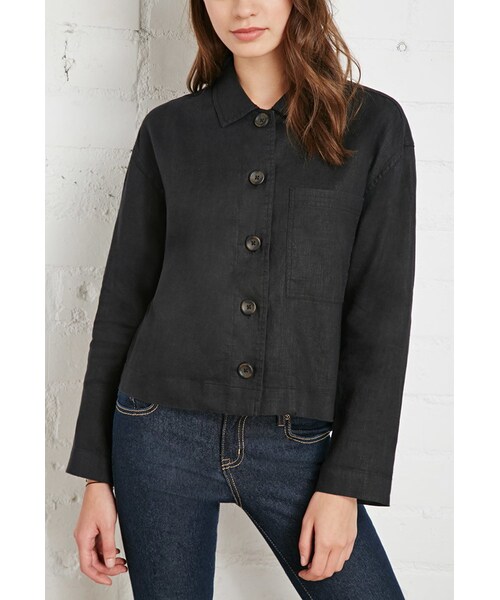 FOREVER 21（フォーエバー トゥエンティーワン）の「FOREVER 21 Buttoned Linen Shirt（シャツ/ブラウス・レディース・Black/Brown・Small/Medium/Large）」の5枚目の写真