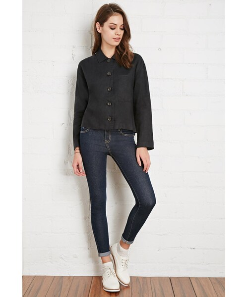FOREVER 21（フォーエバー トゥエンティーワン）の「FOREVER 21 Buttoned Linen Shirt（シャツ/ブラウス・レディース・Black/Brown・Small/Medium/Large）」の6枚目の写真