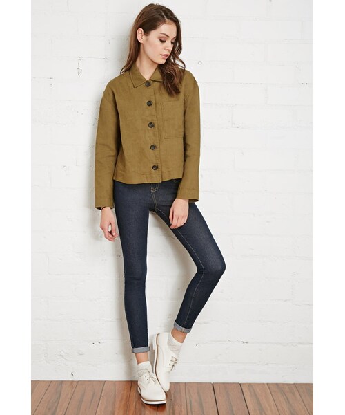FOREVER 21（フォーエバー トゥエンティーワン）の「FOREVER 21 Buttoned Linen Shirt（シャツ/ブラウス・レディース・Black/Brown・Small/Medium/Large）」の4枚目の写真