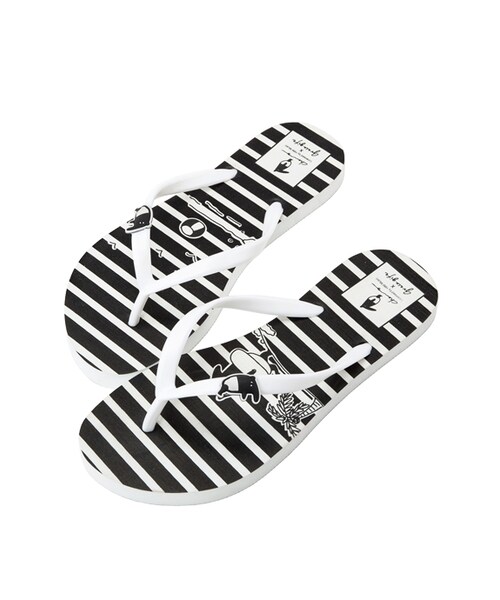 gracegift（グレースギフト）の「馬來貘條紋海灘拖（シューズ・レディース・黑/白・S/M/L）」の2枚目の写真