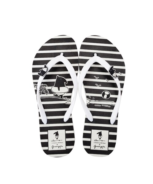 gracegift（グレースギフト）の「馬來貘條紋海灘拖（シューズ・レディース・黑/白・S/M/L）」の4枚目の写真