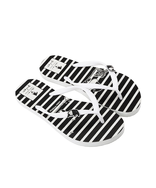 gracegift（グレースギフト）の「馬來貘條紋海灘拖（シューズ・レディース・黑/白・S/M/L）」の5枚目の写真