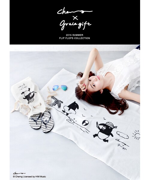 gracegift（グレースギフト）の「馬來貘條紋海灘拖（シューズ・レディース・黑/白・S/M/L）」の7枚目の写真