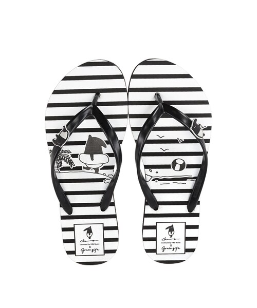 gracegift（グレースギフト）の「馬來貘條紋海灘拖（シューズ・レディース・黑/白・S/M/L）」の16枚目の写真