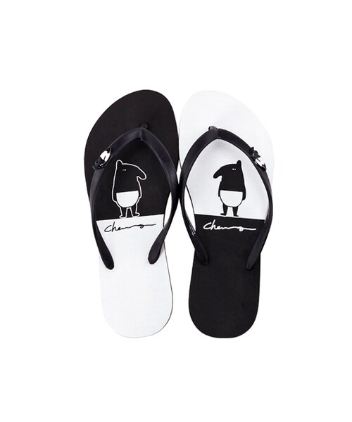 gracegift（グレースギフト）の「馬來貘黑白不對稱海灘拖＋浴巾組（シューズ・レディース・黑・S/M/L）」の3枚目の写真