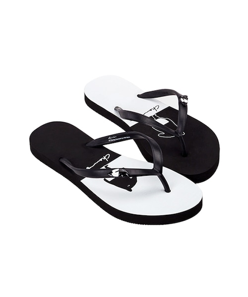 gracegift（グレースギフト）の「馬來貘黑白不對稱海灘拖＋浴巾組（シューズ・レディース・黑・S/M/L）」の4枚目の写真