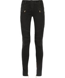 BALMAIN | Balmain Moto-Style Distressed Low-Rise Skinny Jeans(デニムパンツ)