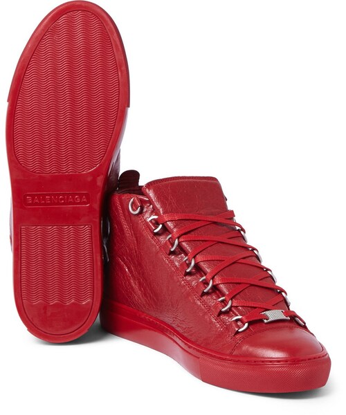 BALENCIAGA(バレンシアガ)の「Balenciaga Arena Creased-Leather High-Top Sneakers(スニーカー・メンズ・Red・EU 39 (US 6))」の5枚目の写真