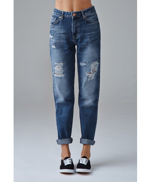 FOREVER 21(フォーエバー トゥエンティーワン)の「FOREVER 21 Distressed Boyfriend Jeans(デニムパンツ・レディース・Blue・24/25/26/27/28/29/30/31)」の3枚目の写真