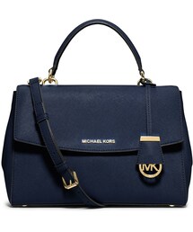 MICHAEL KORS | MICHAEL Michael Kors Ava Medium Saffiano Satchel Bag, Navy(ショルダーバッグ)