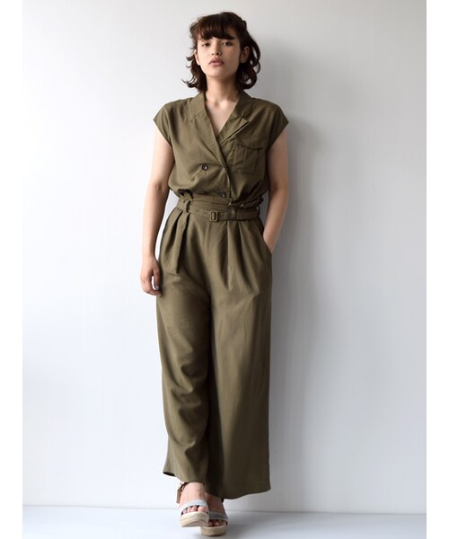 w closet（ダブルクローゼット）の「ベルト付きタック入りワイドパンツ（パンツ・レディース・D.ベージュ7/カーキ7・FREE）」の12枚目の写真