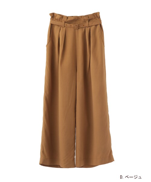 w closet（ダブルクローゼット）の「ベルト付きタック入りワイドパンツ（パンツ・レディース・D.ベージュ7/カーキ7・FREE）」の2枚目の写真