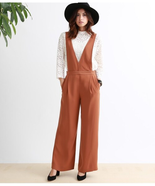 MADEMOISELLE ROPE'(マドモアゼル ロペ)の「2WayVネックサロペット(パンツ・レディース・ブラック/ブラウン系/カーキ・36/38)」の13枚目の写真