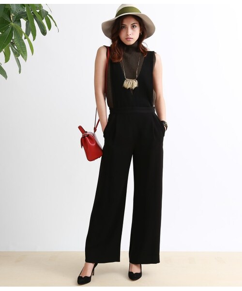 MADEMOISELLE ROPE'(マドモアゼル ロペ)の「2WayVネックサロペット(パンツ・レディース・ブラック/ブラウン系/カーキ・36/38)」の12枚目の写真