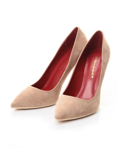 31 Sons de mode（トランテアン　ソン　ドゥ　モード）の「ポインテッドスエードパンプス《予約アイテム》（シューズ・レディース・ブラック/カーキグリーン/ベージュ/レッド・S/M/L）」の2枚目の写真