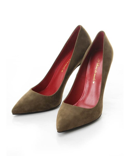 31 Sons de mode（トランテアン　ソン　ドゥ　モード）の「ポインテッドスエードパンプス《予約アイテム》（シューズ・レディース・ブラック/カーキグリーン/ベージュ/レッド・S/M/L）」の3枚目の写真