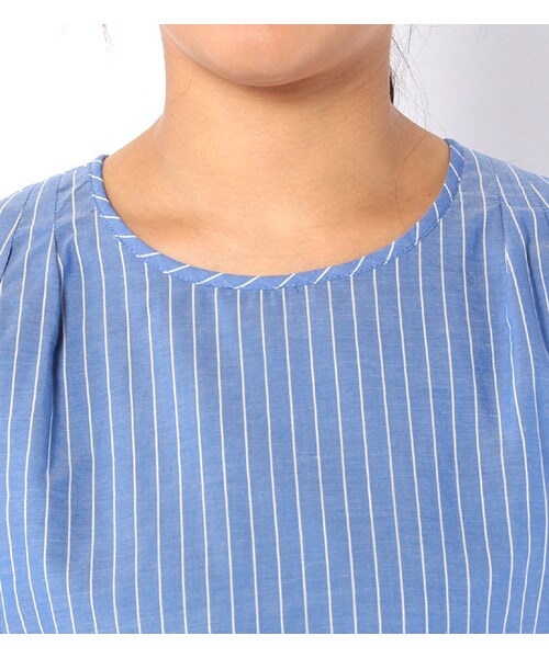 laboratory work（ラボラトリーワーク）の「ウエストリボンペプラムノースリーブブラウス（トップス・レディース・ホワイト/ホワイト系/ブルー系/カーキ・M）」の8枚目の写真