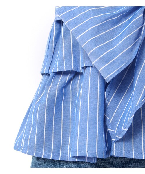 laboratory work（ラボラトリーワーク）の「ウエストリボンペプラムノースリーブブラウス（トップス・レディース・ホワイト/ホワイト系/ブルー系/カーキ・M）」の10枚目の写真