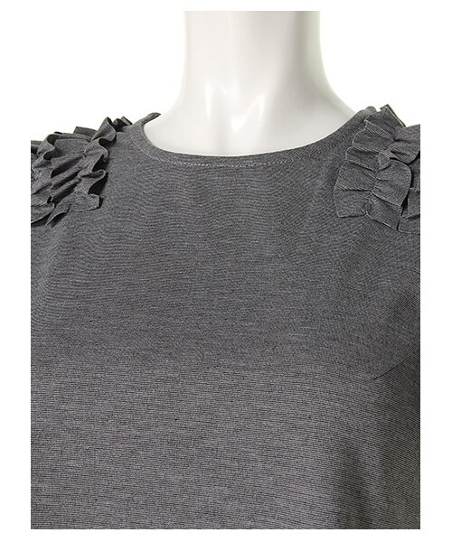 MIIA(ミーア)の「袖フリルカットトップス(トップス・レディース・ブラック/チャコールグレー/オフホワイト系・F)」の7枚目の写真