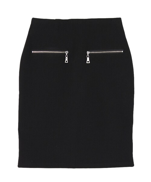 EMODA（エモダ）の「ZIPデザインRIBタイトスカート（スカート・レディース・ホワイト/ブラック/グリーン/ライトミックス・S/M）」の2枚目の写真