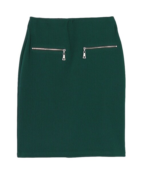 EMODA（エモダ）の「ZIPデザインRIBタイトスカート（スカート・レディース・ホワイト/ブラック/グリーン/ライトミックス・S/M）」の3枚目の写真